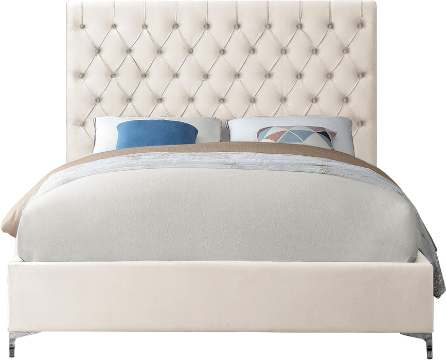 Cruz Cream Velvet King Bed - Royal Furniture & Gifts (MI) - Multi Location