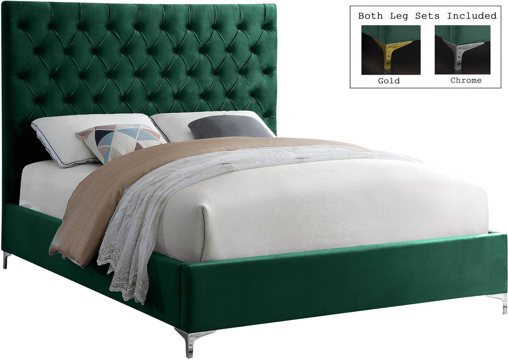 Cruz Green Velvet Queen Bed - Royal Furniture & Gifts (MI) - Multi Location
