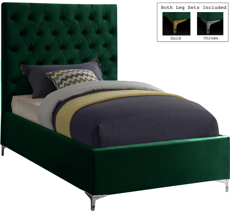 Cruz Green Velvet Twin Bed - Royal Furniture & Gifts (MI) - Multi Location