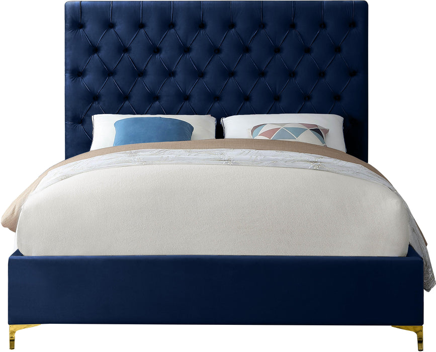 Cruz Navy Velvet Full Bed - Royal Furniture & Gifts (MI) - Multi Location