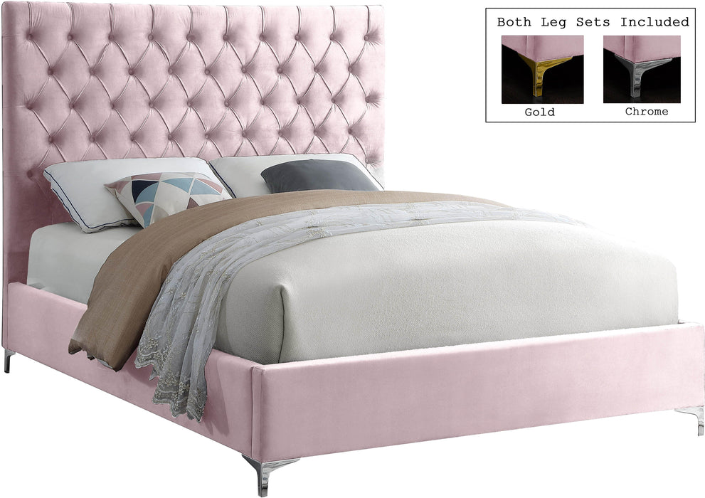 Cruz Pink Velvet Full Bed - Royal Furniture & Gifts (MI) - Multi Location