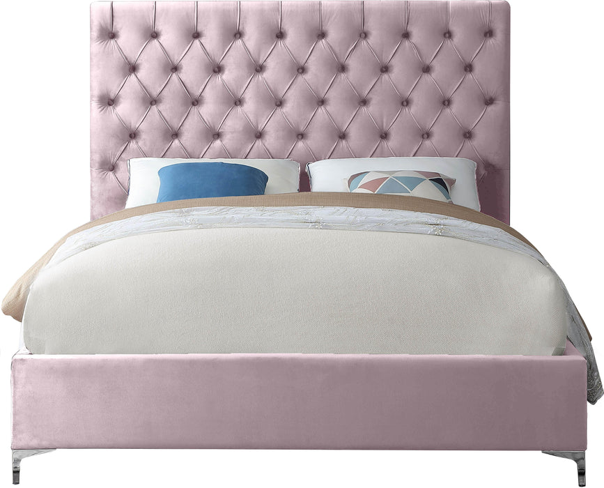 Cruz Pink Velvet King Bed - Royal Furniture & Gifts (MI) - Multi Location