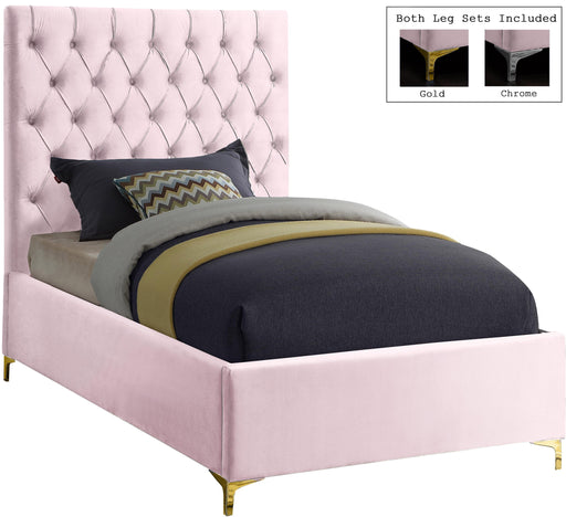 Cruz Pink Velvet Twin Bed - Royal Furniture & Gifts (MI) - Multi Location