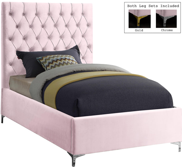 Cruz Pink Velvet Twin Bed - Royal Furniture & Gifts (MI) - Multi Location