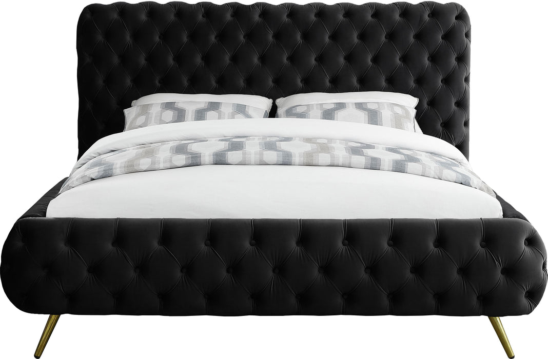 Delano Black Velvet Queen Bed - Royal Furniture & Gifts (MI) - Multi Location