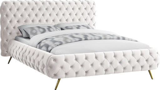 Delano Cream Velvet Queen Bed - Royal Furniture & Gifts (MI) - Multi Location