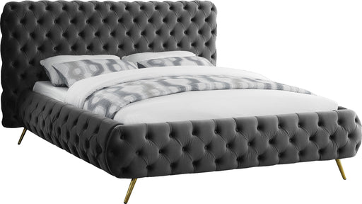 Delano Grey Velvet Queen Bed - Royal Furniture & Gifts (MI) - Multi Location