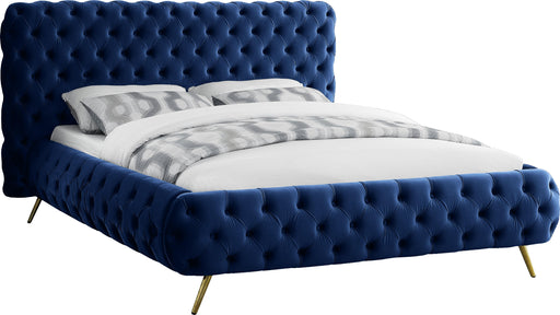 Delano Navy Velvet Queen Bed - Royal Furniture & Gifts (MI) - Multi Location