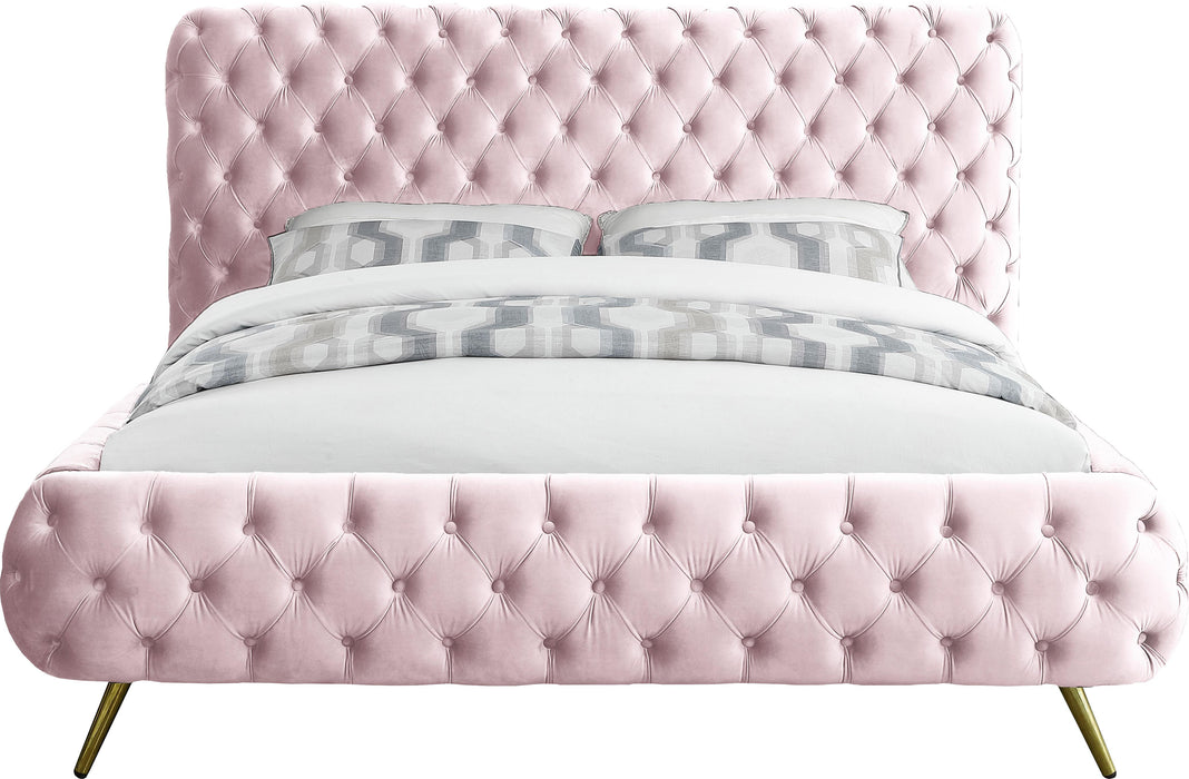 Delano Pink Velvet King Bed - Royal Furniture & Gifts (MI) - Multi Location