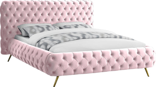 Delano Pink Velvet Queen Bed - Royal Furniture & Gifts (MI) - Multi Location