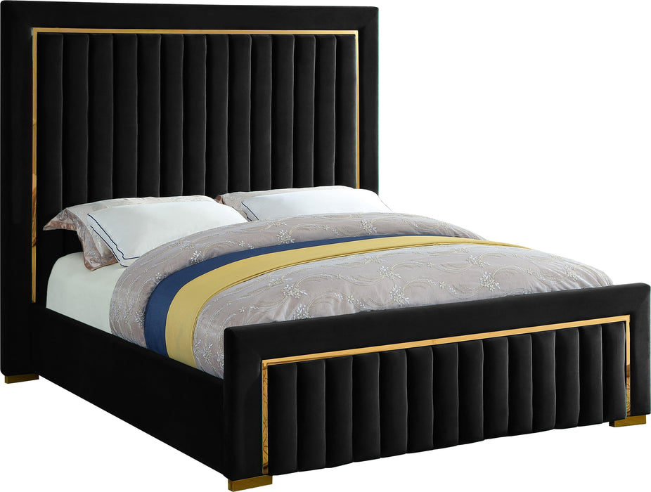 Dolce Black Velvet King Bed (3 Boxes) - Royal Furniture & Gifts (MI) - Multi Location