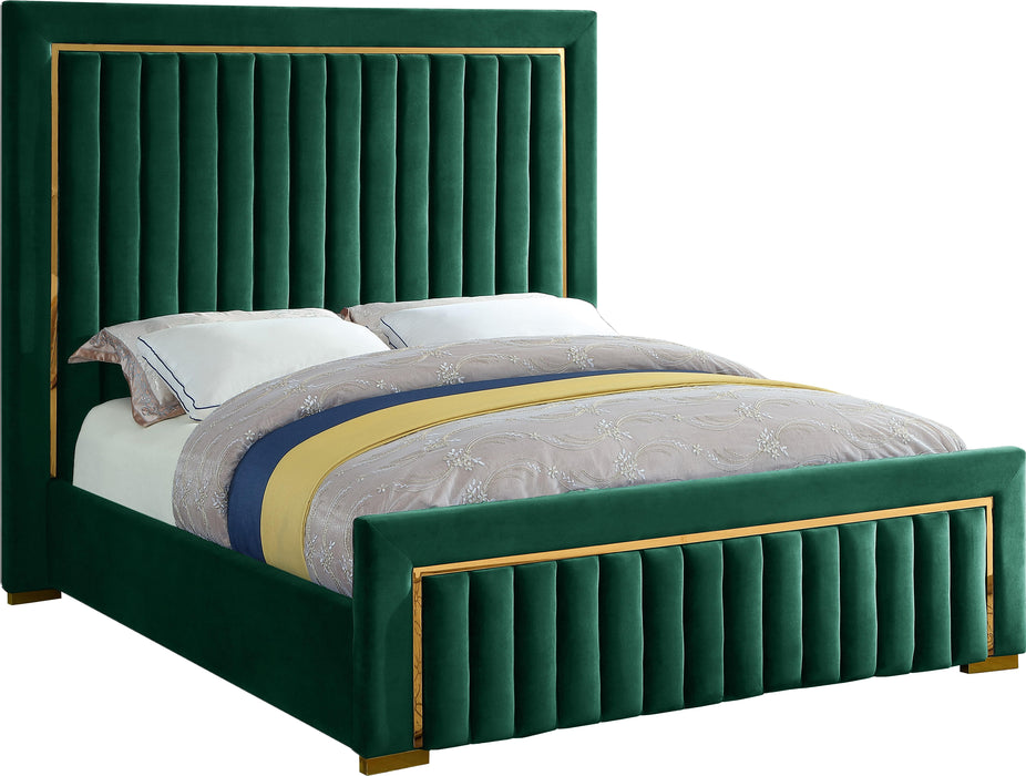 Dolce Green Velvet King Bed (3 Boxes) - Royal Furniture & Gifts (MI) - Multi Location