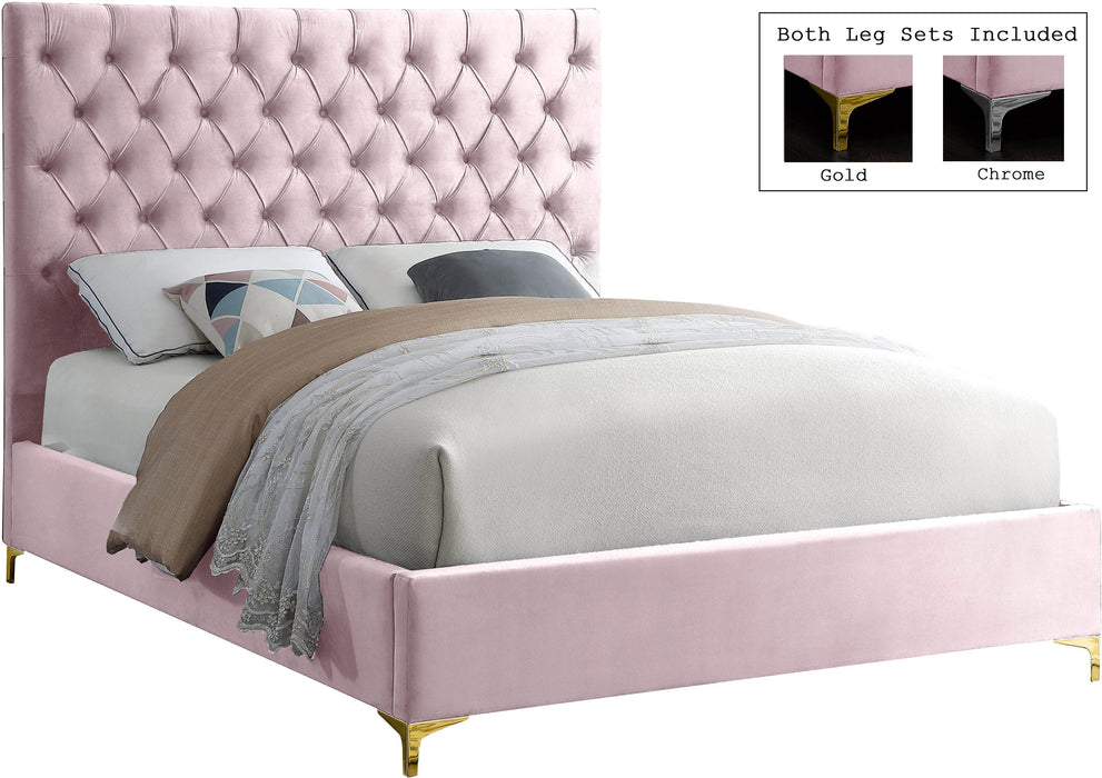 Cruz Pink Velvet Queen Bed - Royal Furniture & Gifts (MI) - Multi Location