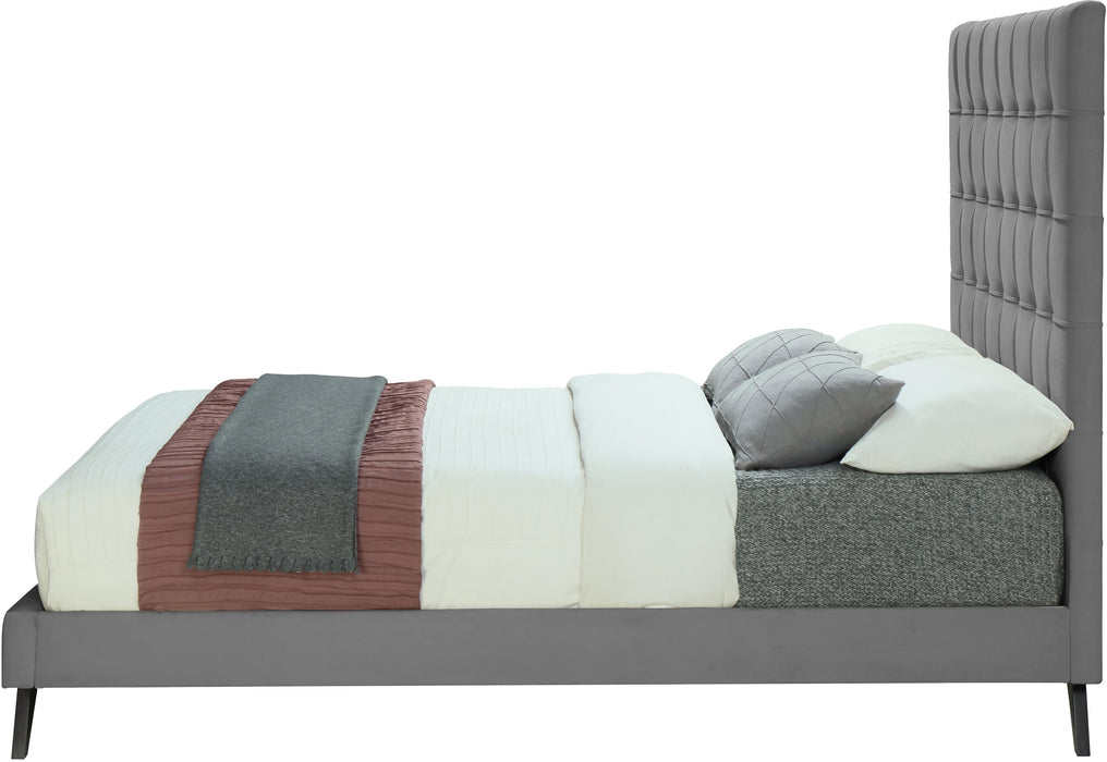 Elly Grey Velvet Queen Bed - Royal Furniture & Gifts (MI) - Multi Location