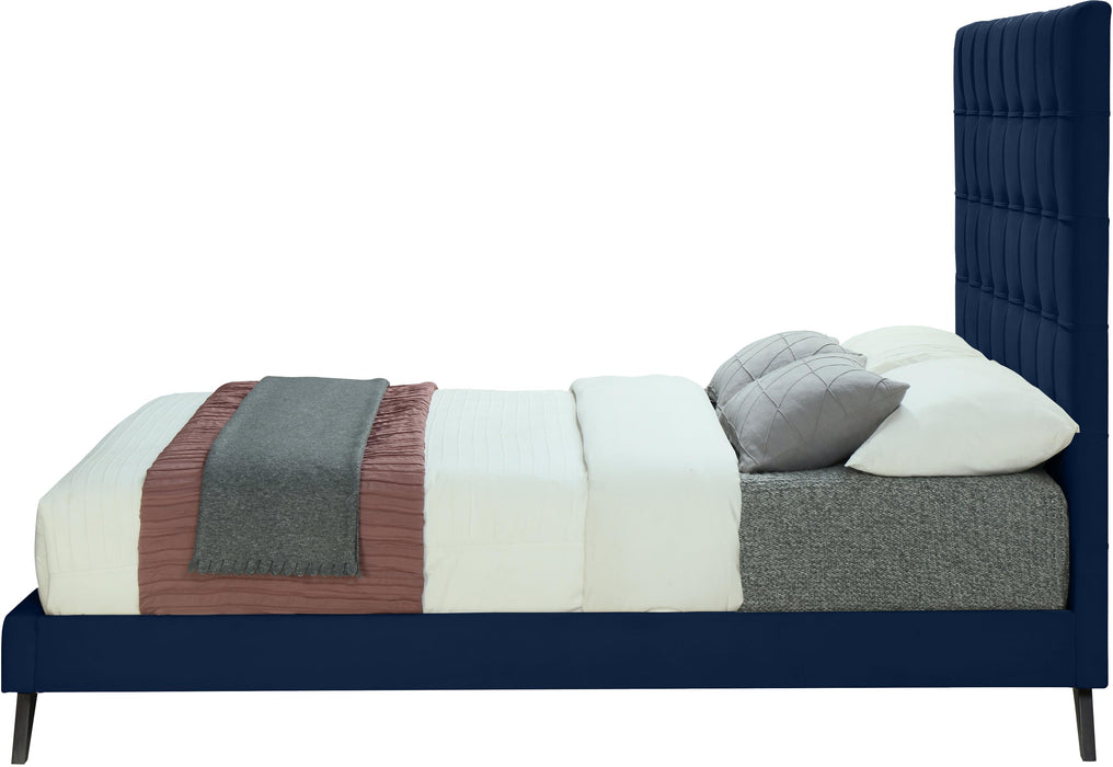 Elly Navy Velvet Queen Bed - Royal Furniture & Gifts (MI) - Multi Location