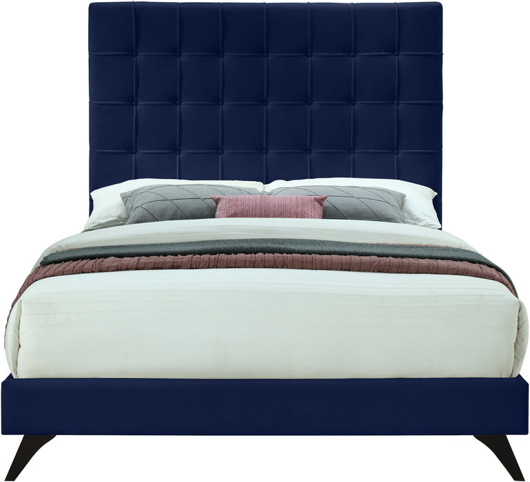 Elly Navy Velvet Queen Bed - Royal Furniture & Gifts (MI) - Multi Location