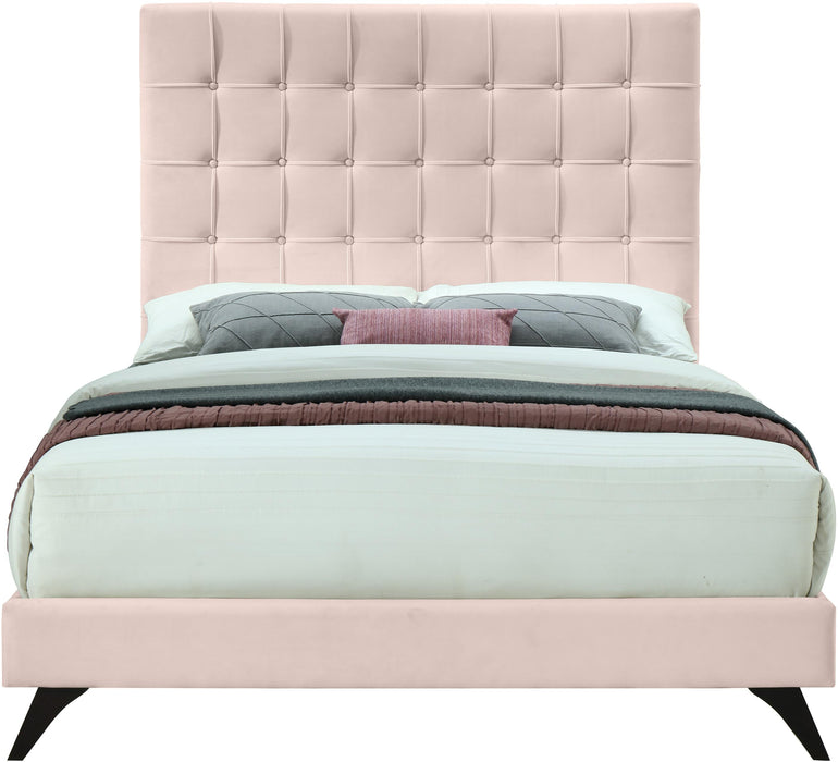 Elly Pink Velvet Queen Bed - Royal Furniture & Gifts (MI) - Multi Location
