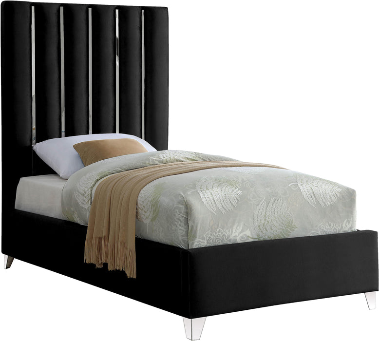 Enzo Black Velvet Twin Bed - Royal Furniture & Gifts (MI) - Multi Location