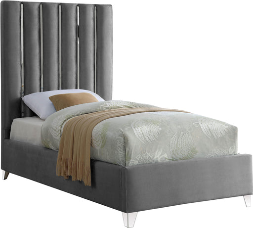Enzo Grey Velvet Twin Bed - Royal Furniture & Gifts (MI) - Multi Location