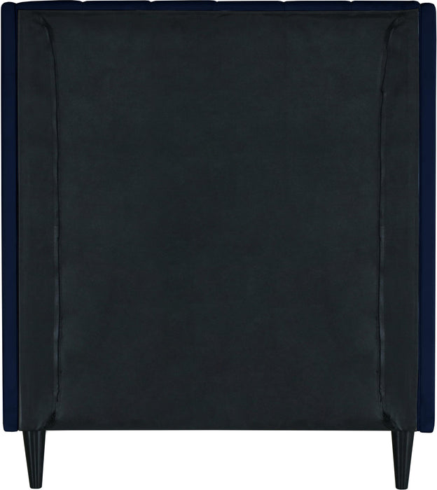 Eva Navy Velvet Twin Bed