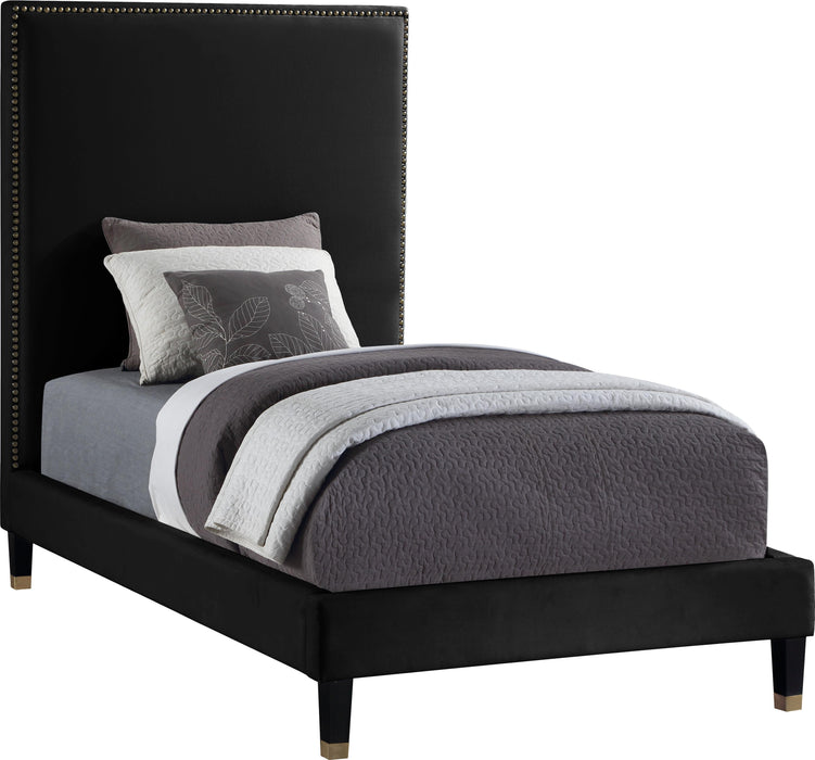 Harlie Black Velvet Twin Bed - Royal Furniture & Gifts (MI) - Multi Location