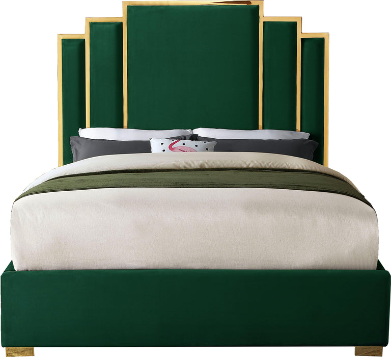 Hugo Green Velvet Queen Bed - Royal Furniture & Gifts (MI) - Multi Location