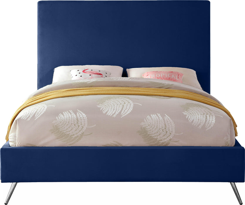 Jasmine Navy Velvet Queen Bed - Royal Furniture & Gifts (MI) - Multi Location