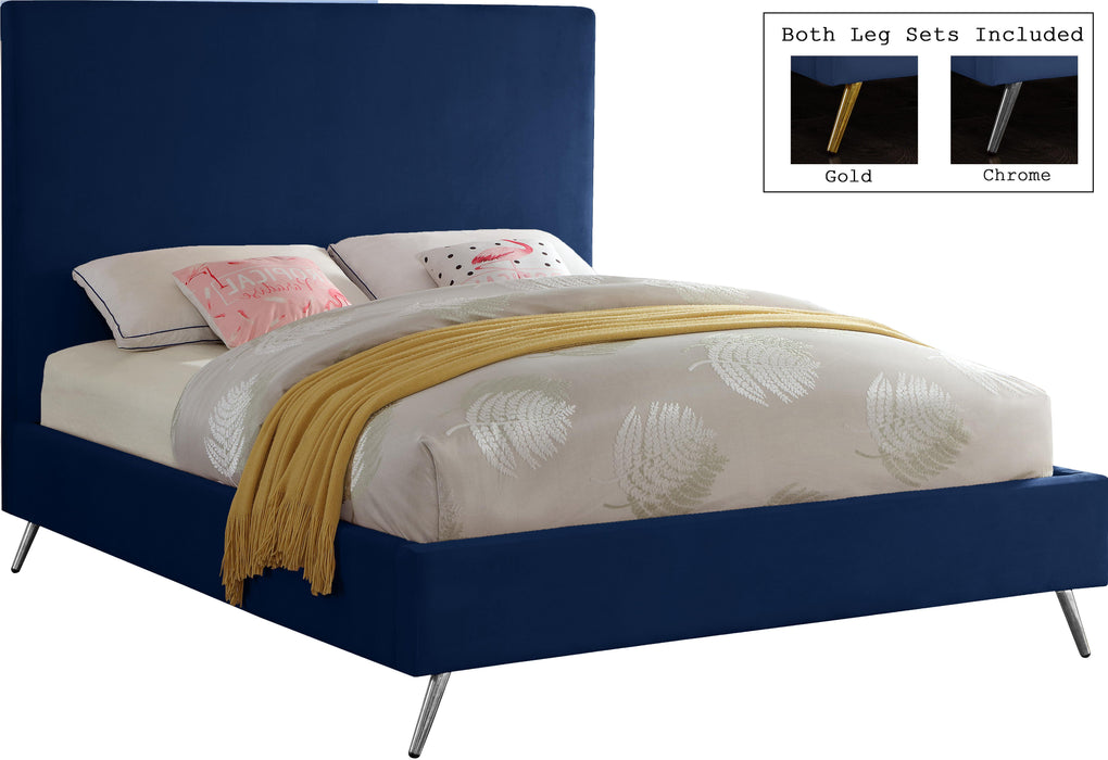 Jasmine Navy Velvet King Bed - Royal Furniture & Gifts (MI) - Multi Location