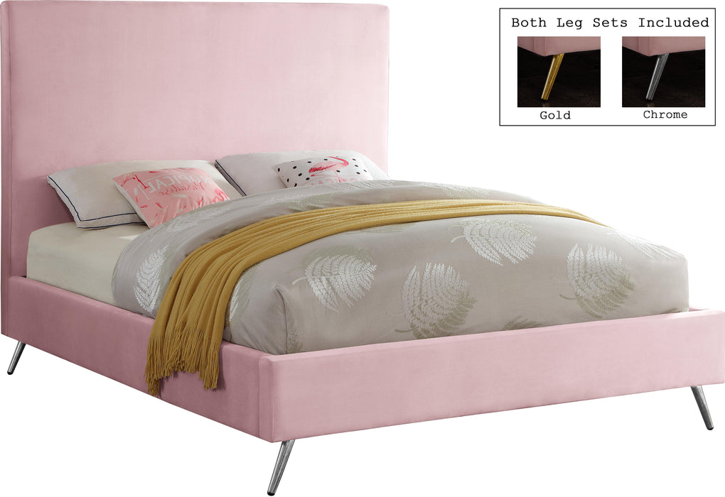 Jasmine Pink Velvet King Bed - Royal Furniture & Gifts (MI) - Multi Location