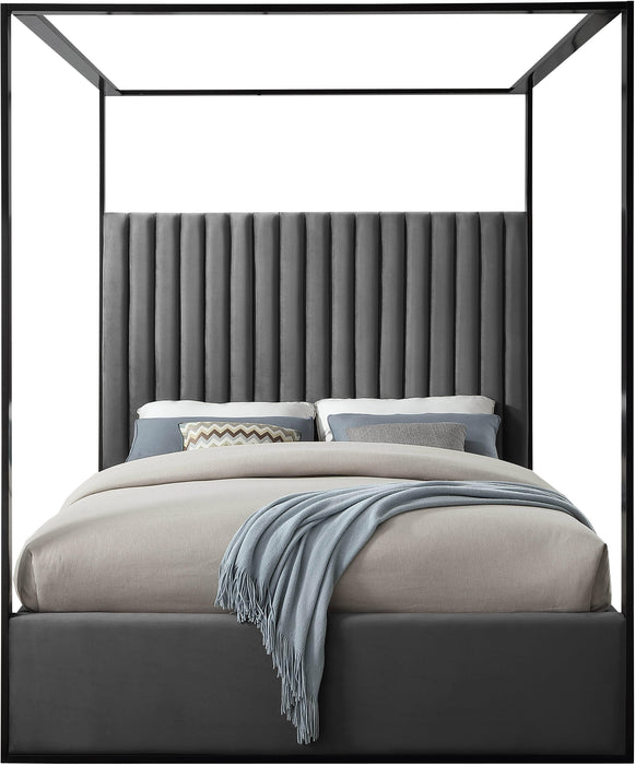 Jax Grey Velvet King Bed - Royal Furniture & Gifts (MI) - Multi Location
