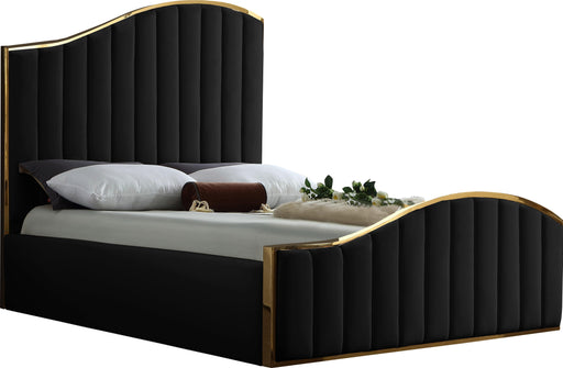 Jolie Black Velvet King Bed (3 Boxes) - Royal Furniture & Gifts (MI) - Multi Location