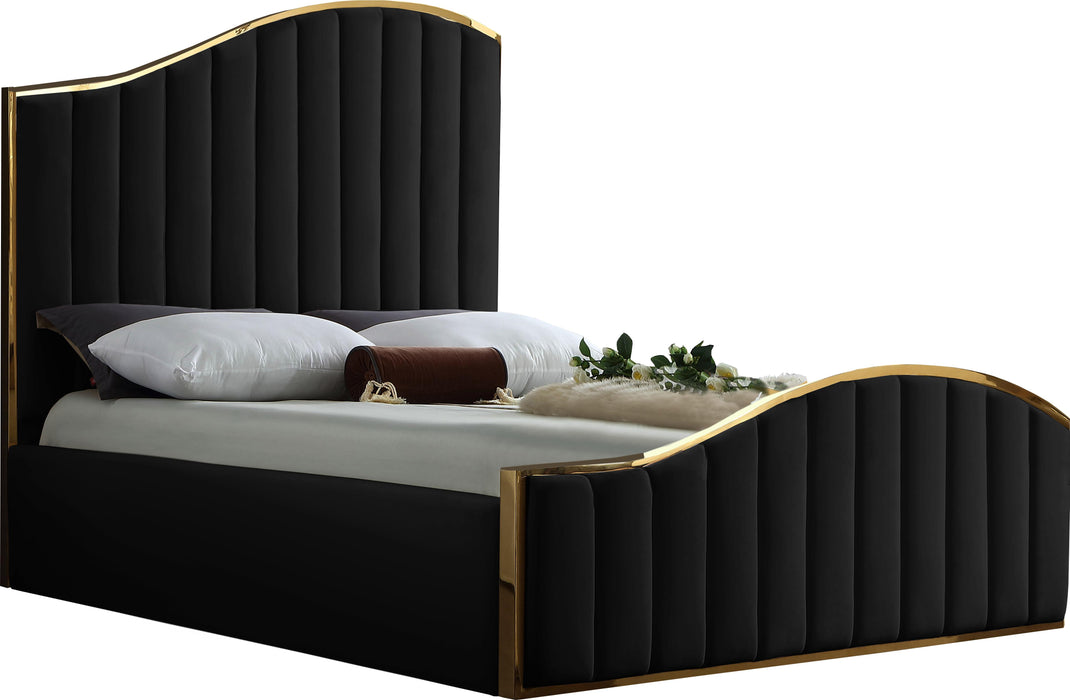Jolie Black Velvet Queen Bed (3 Boxes) - Royal Furniture & Gifts (MI) - Multi Location