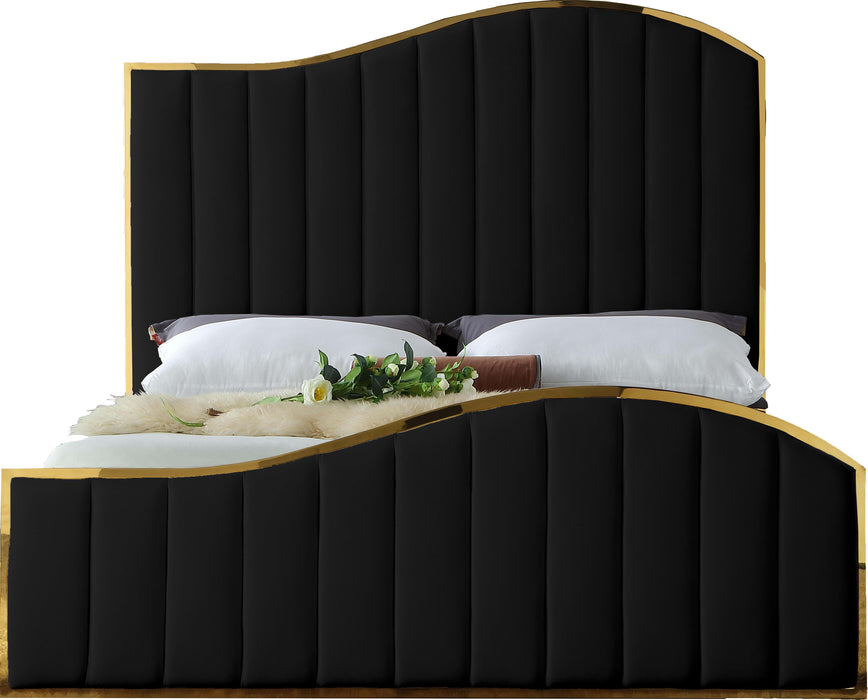 Jolie Black Velvet Queen Bed (3 Boxes) - Royal Furniture & Gifts (MI) - Multi Location