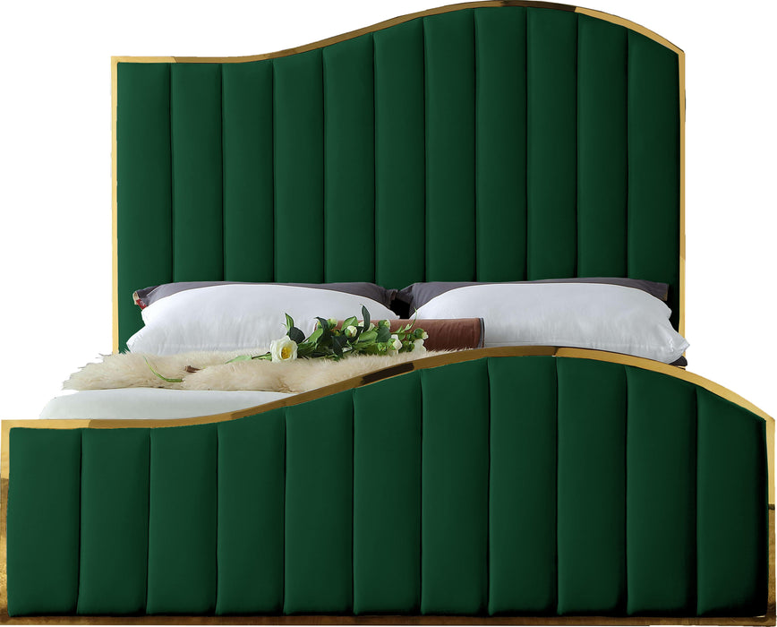 Jolie Green Velvet Queen Bed (3 Boxes) - Royal Furniture & Gifts (MI) - Multi Location