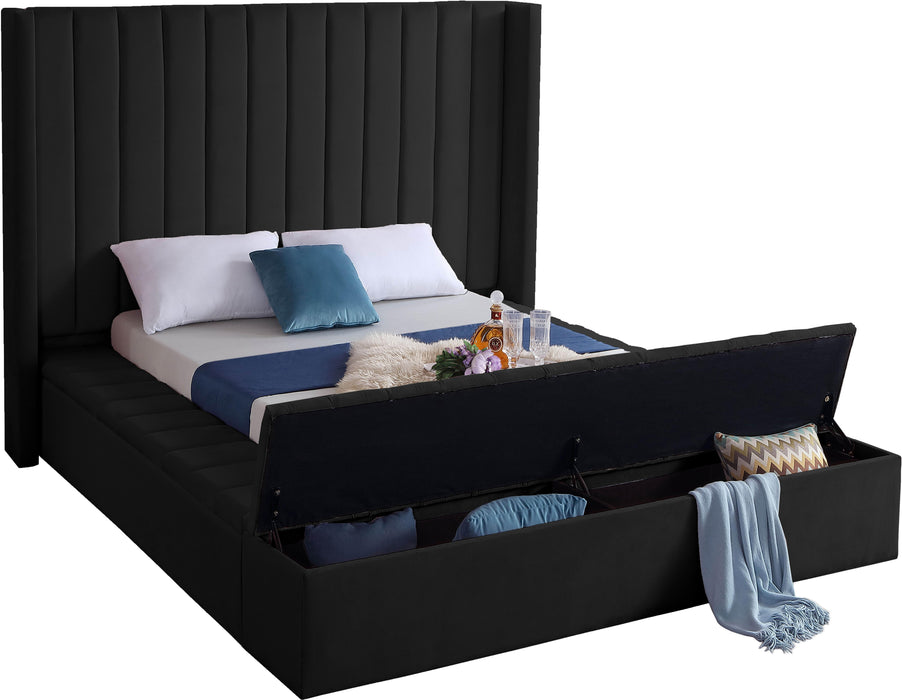 Kiki Black Velvet King Bed (3 Boxes) - Royal Furniture & Gifts (MI) - Multi Location
