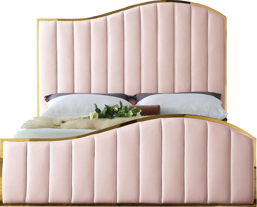 Jolie Pink Velvet Queen Bed (3 Boxes) - Royal Furniture & Gifts (MI) - Multi Location