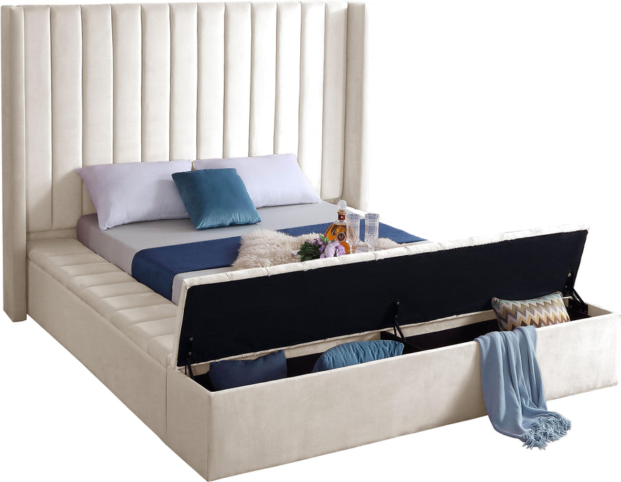 Kiki Cream Velvet Full Bed (3 Boxes) - Royal Furniture & Gifts (MI) - Multi Location