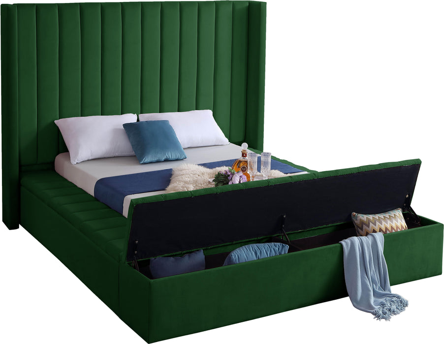 Kiki Green Velvet King Bed (3 Boxes) - Royal Furniture & Gifts (MI) - Multi Location