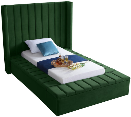 Kiki Green Velvet Twin Bed (3 Boxes) - Royal Furniture & Gifts (MI) - Multi Location