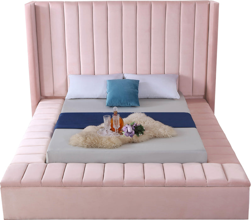 Kiki Pink Velvet Full Bed (3 Boxes) - Royal Furniture & Gifts (MI) - Multi Location