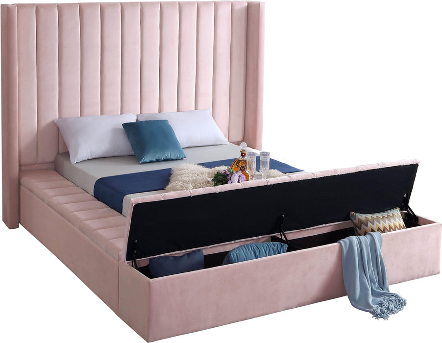 Kiki Pink Velvet Full Bed (3 Boxes) - Royal Furniture & Gifts (MI) - Multi Location