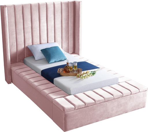 Kiki Pink Velvet Twin Bed (3 Boxes) - Royal Furniture & Gifts (MI) - Multi Location