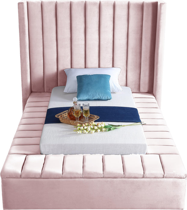 Kiki Pink Velvet Twin Bed (3 Boxes) - Royal Furniture & Gifts (MI) - Multi Location