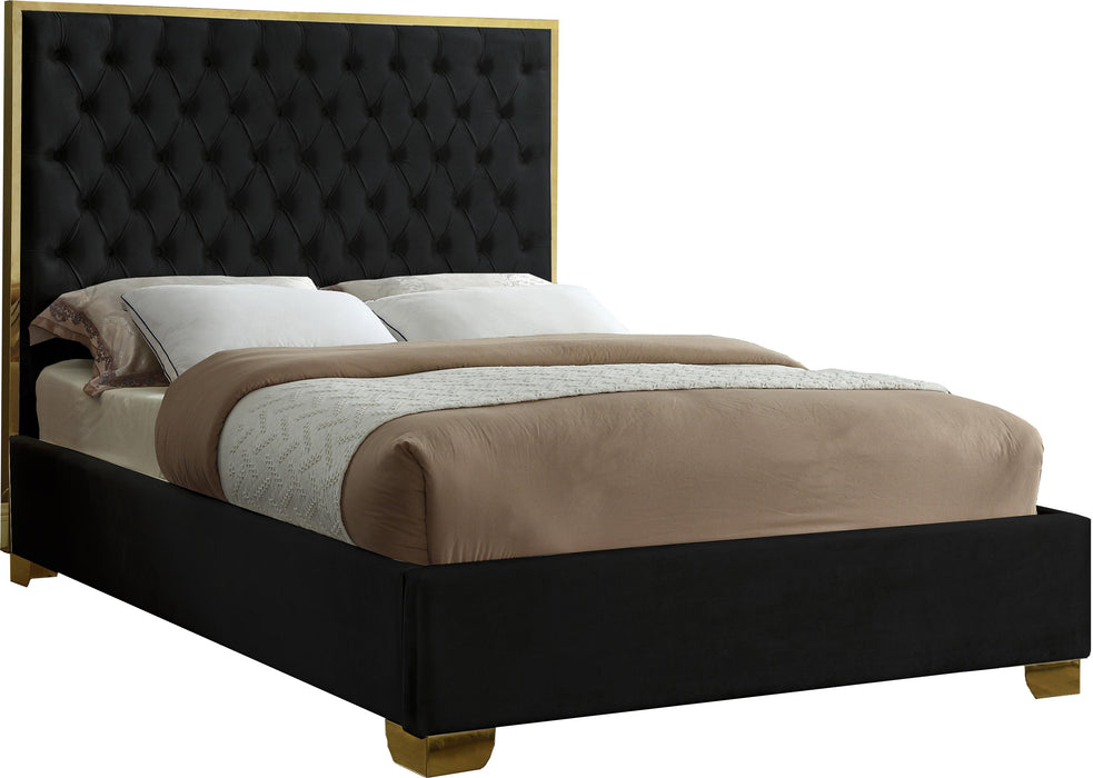 Lana Black Velvet King Bed - Royal Furniture & Gifts (MI) - Multi Location