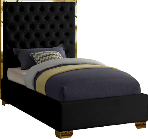 Lana Black Velvet Twin Bed - Royal Furniture & Gifts (MI) - Multi Location