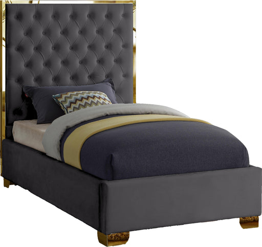 Lana Grey Velvet Twin Bed - Royal Furniture & Gifts (MI) - Multi Location