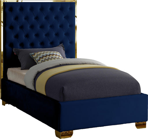 Lana Navy Velvet Twin Bed - Royal Furniture & Gifts (MI) - Multi Location
