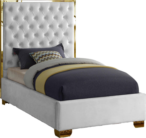 Lana White Velvet Twin Bed - Royal Furniture & Gifts (MI) - Multi Location