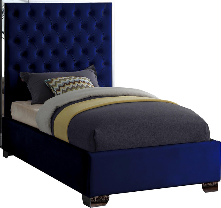 Lexi Navy Velvet Twin Bed - Royal Furniture & Gifts (MI) - Multi Location