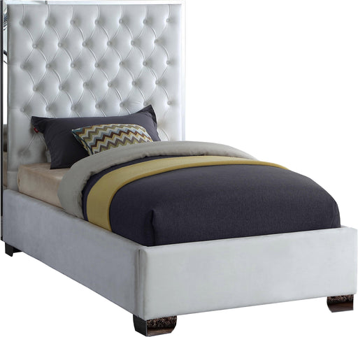 Lexi White Velvet Twin Bed - Royal Furniture & Gifts (MI) - Multi Location